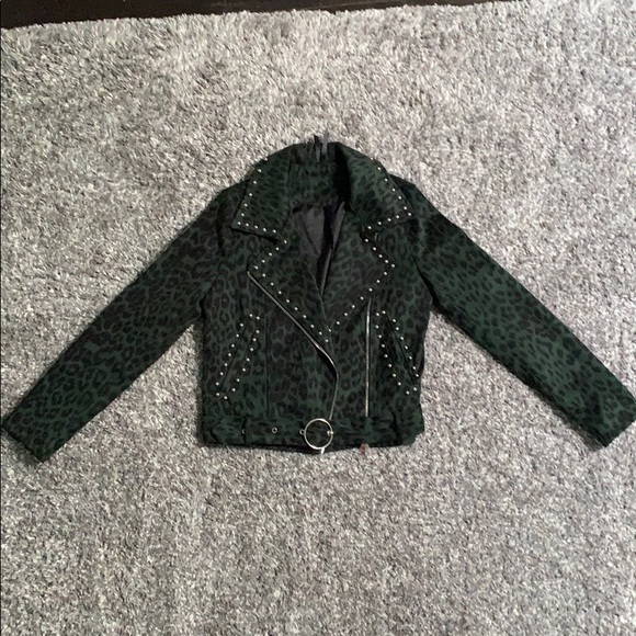 Nasty Gal Leopard Moto Jacket with Studs - Picture 6 of 16